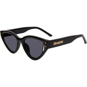 imageSteve Madden Womens Koko Cat Eye Sunglasses SunglassesBlackSolid Smoke
