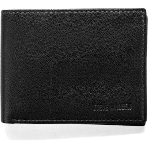 imageSteve Madden Mens Slim Leather Wallet with Extra Capacity Attached Flip PocketsBlack Smooth Grain