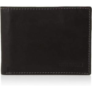 imageSteve Madden Mens Slim Leather Wallet with Extra Capacity Attached Flip PocketsBlackAntique