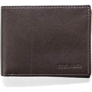 imageSteve Madden Mens Slim Leather Wallet with Extra Capacity Attached Flip PocketsBrown Smooth Grain