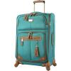 imageSteve Madden Designer Luggage Collection  3 Piece Softside Expandable Lightweight Spinner Suitcase Set  Travel Set Includes an Under Seat Bag 20Inch Carry on and 28Inch Checked SuitcaseHarlo Teal Blue