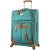 imageSteve Madden Designer Luggage  Checked Large 28 Inch Softside Suitcase  Expandable for Extra Packing Capacity  Lightweight Bag with Rolling Spinner Wheels Harlo Black 28inHarlo Teal Blue