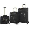 imageSteve Madden Designer Luggage Collection  3 Piece Softside Expandable Lightweight Spinner Suitcase Set  Travel Set Includes an Under Seat Bag 20Inch Carry on and 28Inch Checked SuitcasePeekaboo Black