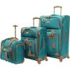 imageSteve Madden Designer Luggage Collection  3 Piece Softside Expandable Lightweight Spinner Suitcase Set  Travel Set Includes an Under Seat Bag 20Inch Carry on and 28Inch Checked SuitcaseHarlo Teal Blue