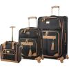 imageSteve Madden Designer Luggage Collection  3 Piece Softside Expandable Lightweight Spinner Suitcase Set  Travel Set Includes an Under Seat Bag 20Inch Carry on and 28Inch Checked SuitcaseHarlo Black