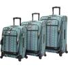 imageSteve Madden Designer Luggage Collection  3 Piece Softside Expandable Lightweight Spinner Suitcase Set  Travel Set includes 20 Inch Carry on 24 Inch ampamp 28Inch Checked Suitcases PrintTeal
