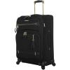 imageSteve Madden Designer Luggage Collection  Lightweight 24 Inch Expandable Softside Suitcase  Midsize Rolling 4Spinner Wheels Checked Bag Black 24in