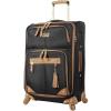 imageSteve Madden Designer Luggage Collection  Lightweight 24 Inch Expandable Softside Suitcase  Midsize Rolling 4Spinner Wheels Checked Bag Harlo BlackHarlo Black