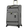 imageSteve Madden Designer Luggage Collection  Lightweight 24 Inch Expandable Softside Suitcase  Midsize Rolling 4Spinner Wheels Checked Bag Harlo BlackPeek A Boo Gray
