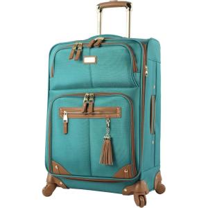 imageSteve Madden Designer Luggage  Checked Large 28 Inch Softside Suitcase  Expandable for Extra Packing Capacity  Lightweight Bag with Rolling Spinner Wheels Harlo Black 28inHarlo Teal Blue