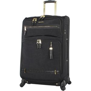 imageSteve Madden Designer Luggage  Checked Large 28 Inch Softside Suitcase  Expandable for Extra Packing Capacity  Lightweight Bag with Rolling Spinner Wheels Harlo Black 28inPeekABoo Black