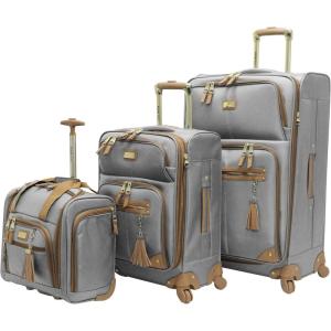 imageSteve Madden Designer Luggage Collection  3 Piece Softside Expandable Lightweight Spinner Suitcase Set  Travel Set Includes an Under Seat Bag 20Inch Carry on and 28Inch Checked SuitcaseHarlo Gray