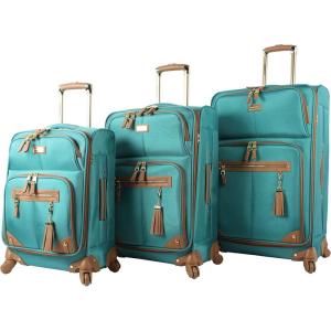 imageSteve Madden Designer Luggage Collection  3 Piece Softside Expandable Lightweight Spinner Suitcase Set  Travel Set includes 20 Inch Carry on 24 Inch ampamp 28Inch Checked Suitcases Harlo GrayHarlo Teal Blue