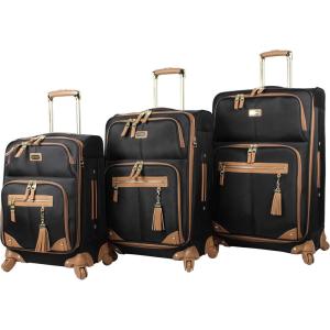 imageSteve Madden Designer Luggage Collection  3 Piece Softside Expandable Lightweight Spinner Suitcase Set  Travel Set includes 20 Inch Carry on 24 Inch ampamp 28Inch Checked Suitcases Harlo GrayHarlo Black