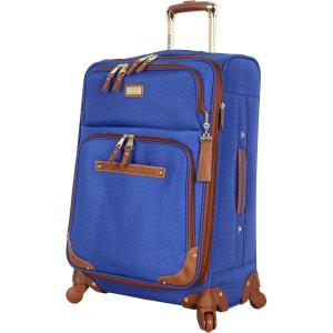imageSteve Madden Designer Luggage Collection  Expandable 24 Inch Softside Bag  Durable Midsized Lightweight Checked Suitcase with 4Rolling Spinner Wheels Global BlueBlue