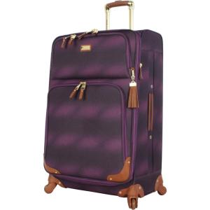 imageSteve Madden Designer Luggage Collection  Lightweight 28 Inch Expandable Softside Suitcase  Durable Rolling 4Spinner Wheels Checked Bag Shadow Purple Shadow PurpleShadow Purple