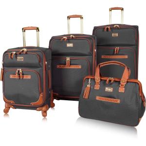 imageSteve Madden DesignerGepckkollektion 4teiliges SoftsideKofferSet ReiseSet enthlt eine Tragetasche 508 cm Handgepck 61 cm und 711 cm Karierte KofferBlack