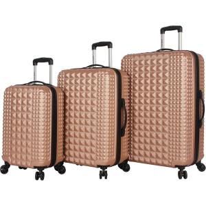 imageSteve Madden Luggage Set 3 Piece  Lightweight Hardside Suitcase set  Includes 20 Inch Carry on 24In28In Checked Bag with 8Wheel Rolling Spinner Rose Gold One Size