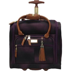 imagesteve madden Designer 15 Inch Carry on Suitcase Small Weekender Overnight Business Travel Luggage Lightweight 2 Rolling Spinner Wheels Under Seat Bag for Women Harlo BlackShadow Purple