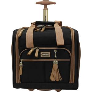 imagesteve madden Designer 15 Inch Carry on Suitcase Small Weekender Overnight Business Travel Luggage Lightweight 2 Rolling Spinner Wheels Under Seat Bag for Women Harlo BlackHarlo Black