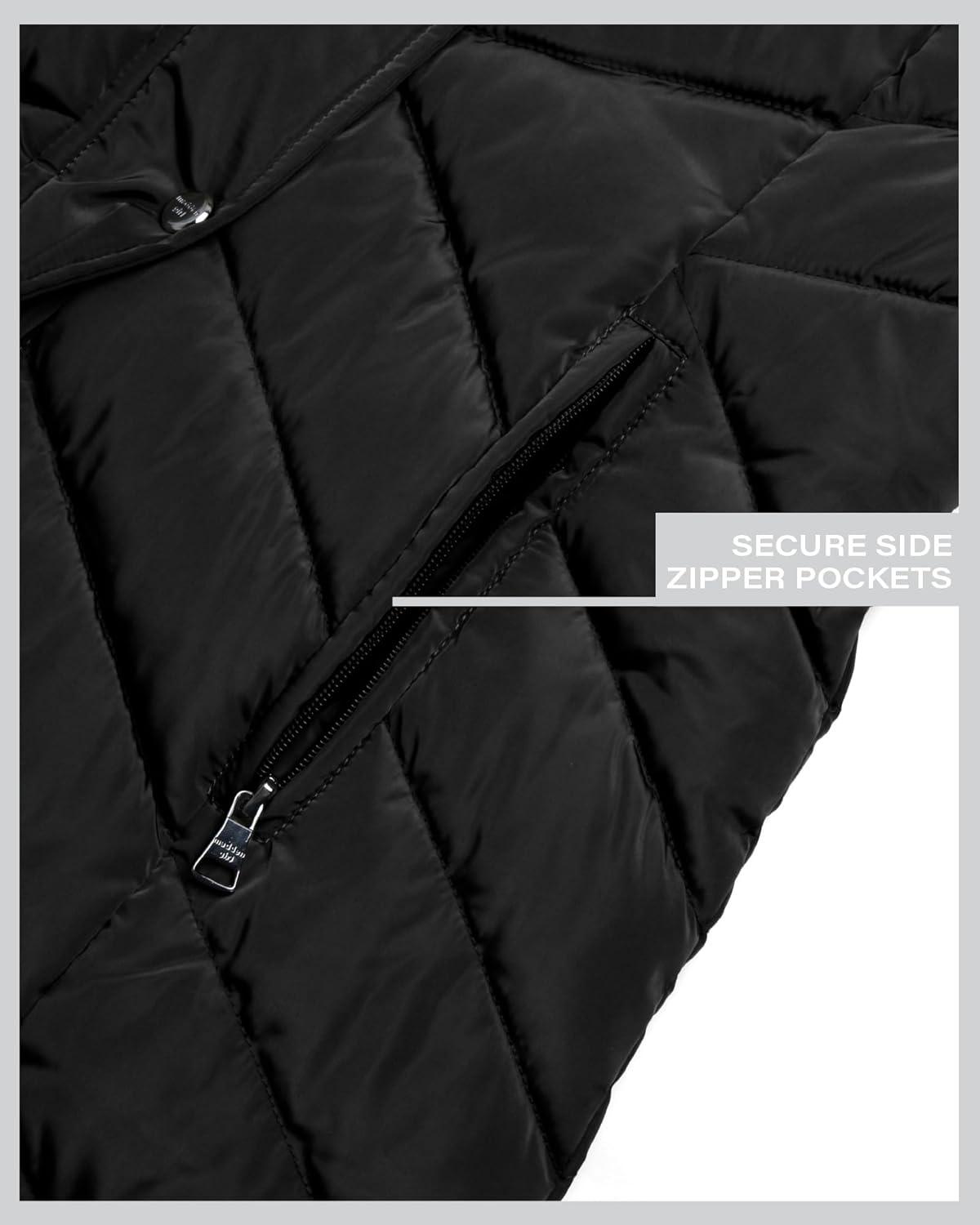 imageMadden Girl Womens Maxi Puffer Jacket  Long Quilted Puffer Coat Sizes S3XBlack