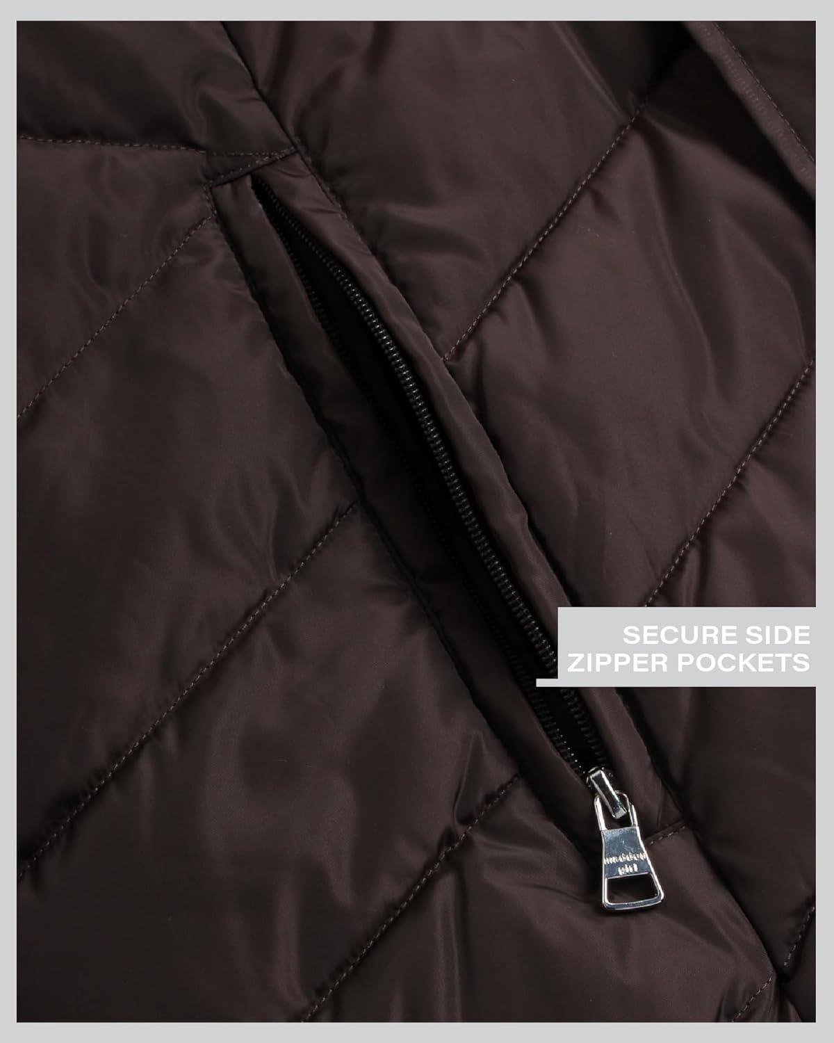 imageMadden Girl Womens Maxi Puffer Jacket  Long Quilted Puffer Coat Sizes S3XChocolate