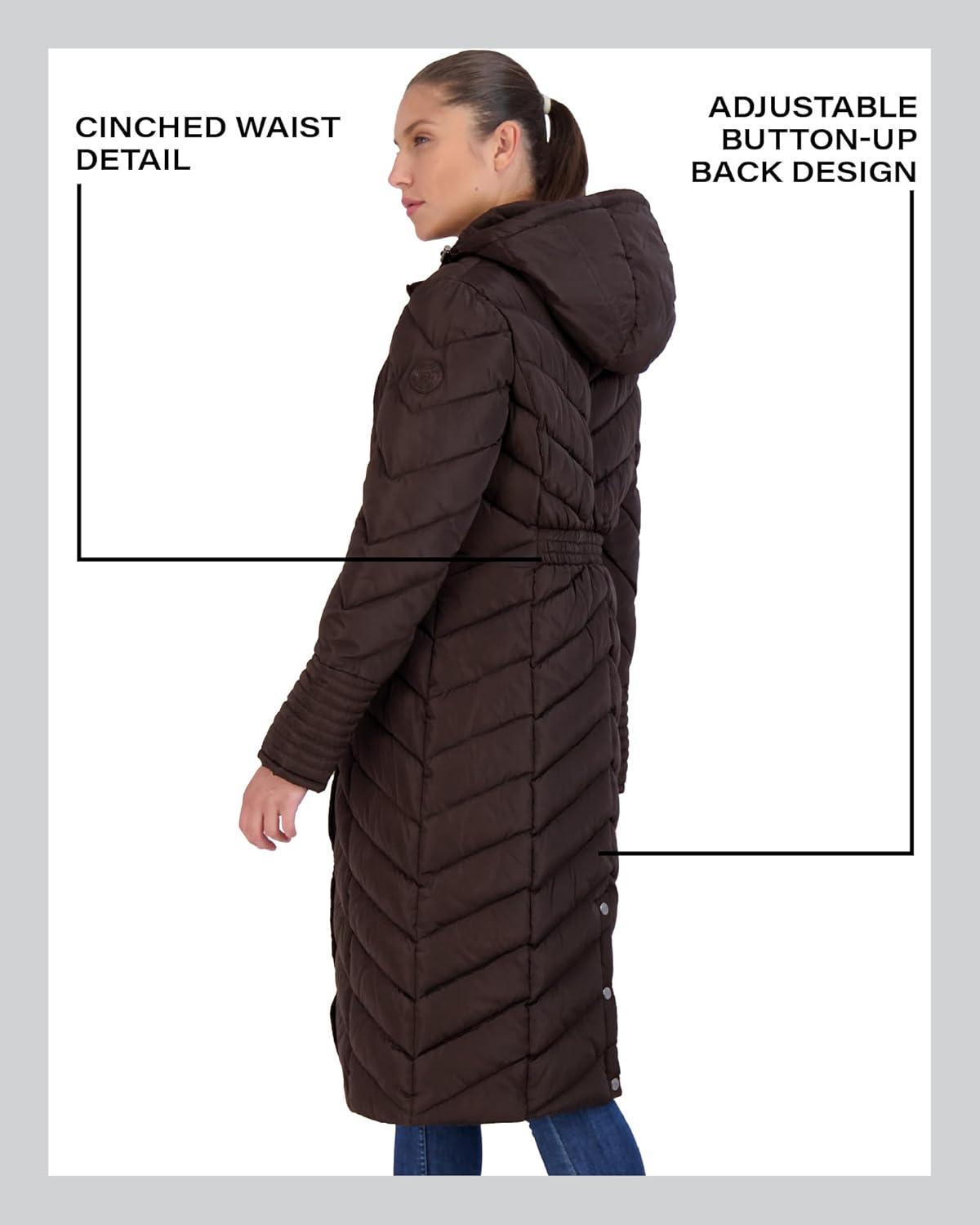imageMadden Girl Womens Maxi Puffer Jacket  Long Quilted Puffer Coat Sizes S3XChocolate