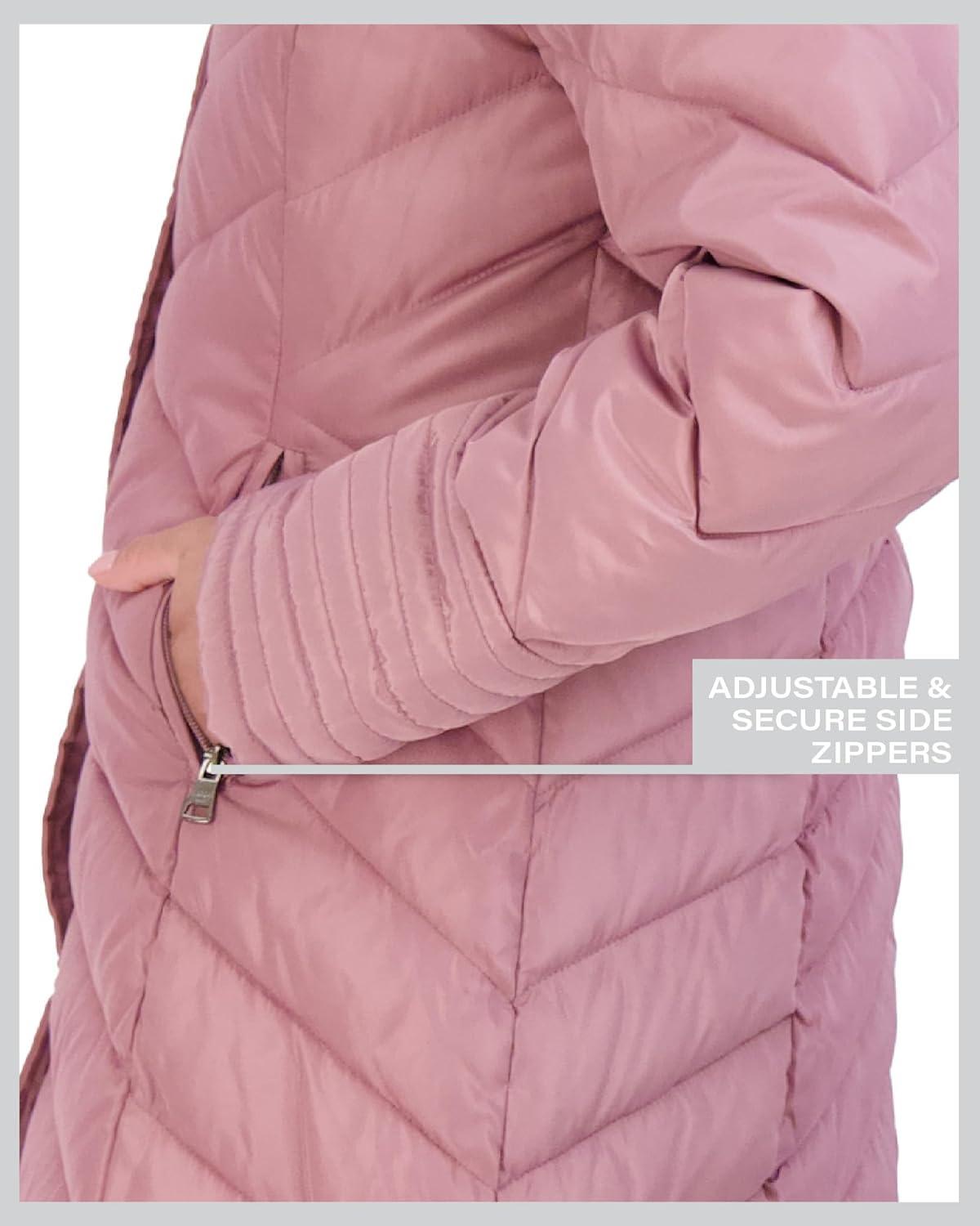 imageMadden Girl Womens Maxi Puffer Jacket  Long Quilted Puffer Coat Sizes S3XDk Dusty Rose