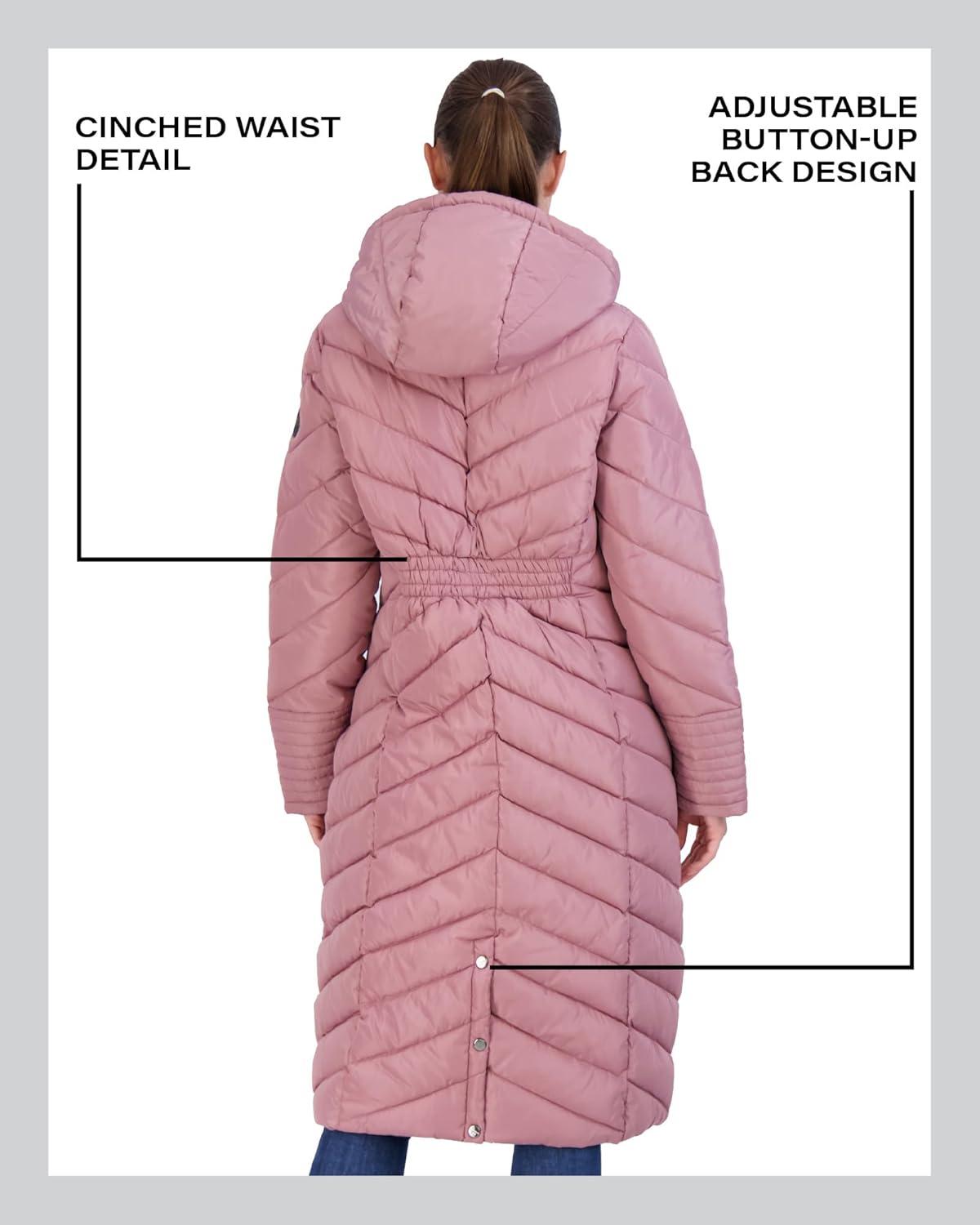 imageMadden Girl Womens Maxi Puffer Jacket  Long Quilted Puffer Coat Sizes S3XDk Dusty Rose