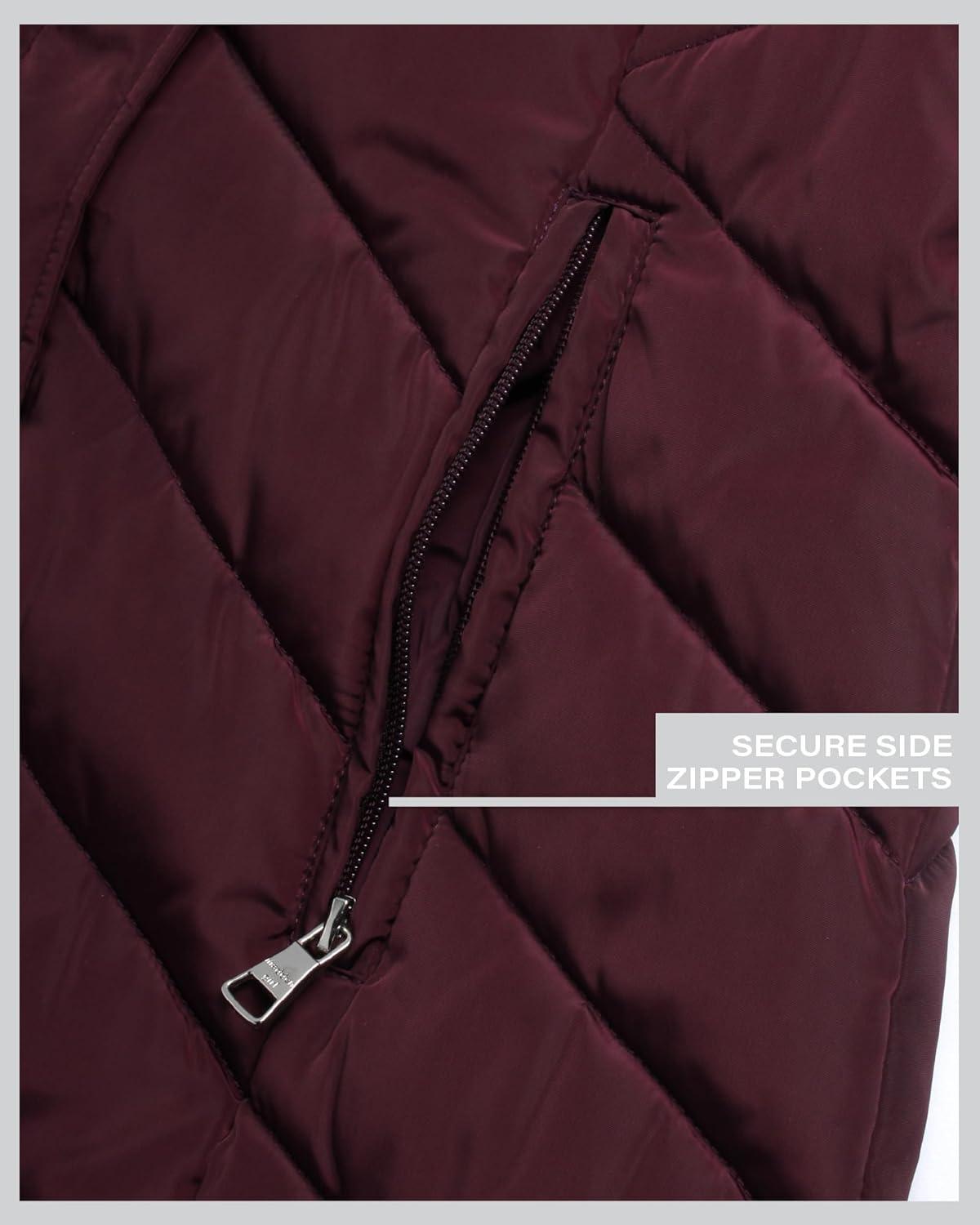 imageMadden Girl Womens Maxi Puffer Jacket  Long Quilted Puffer Coat Sizes S3XMerlot