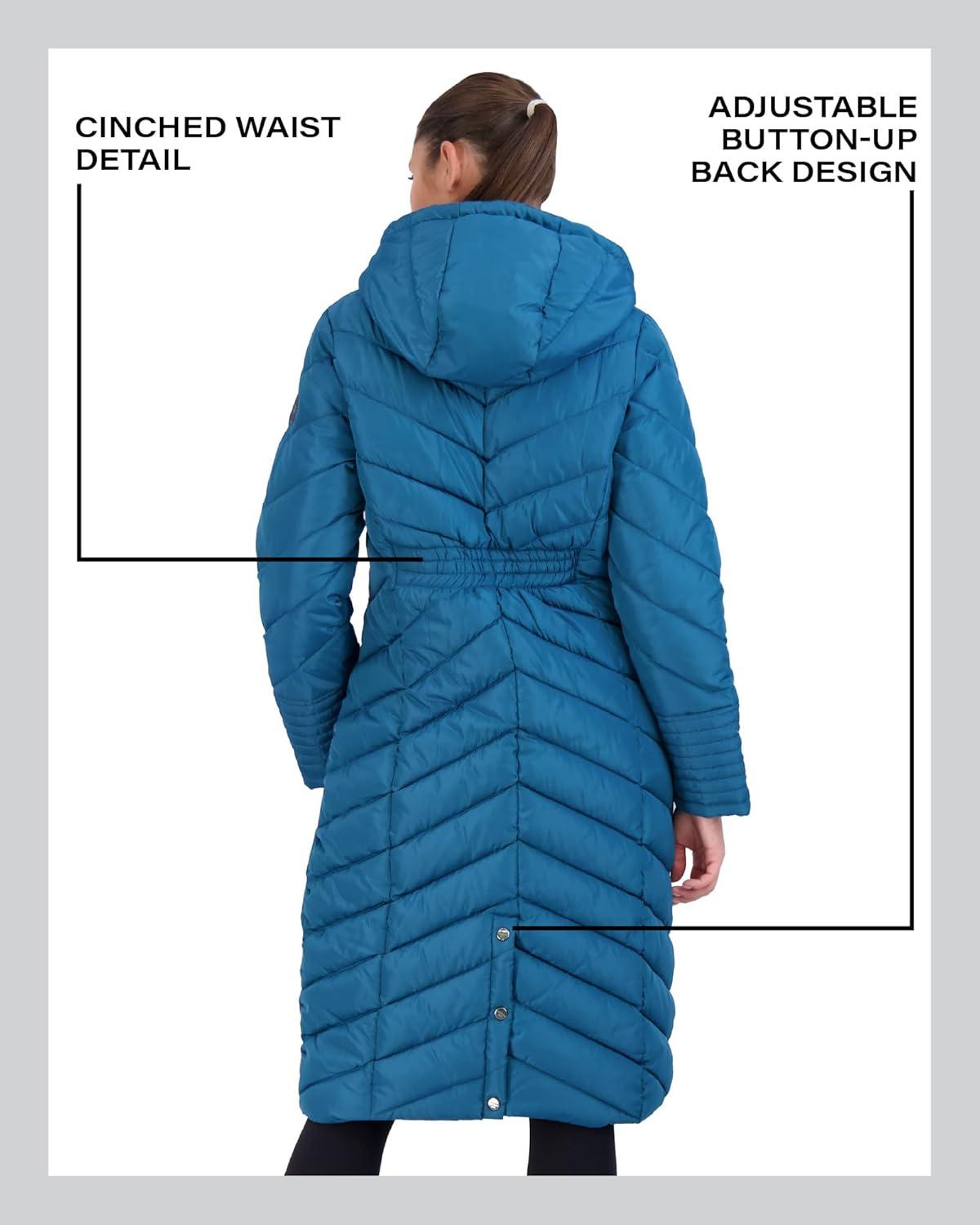 imageMadden Girl Womens Maxi Puffer Jacket  Long Quilted Puffer Coat Sizes S3XPeacock