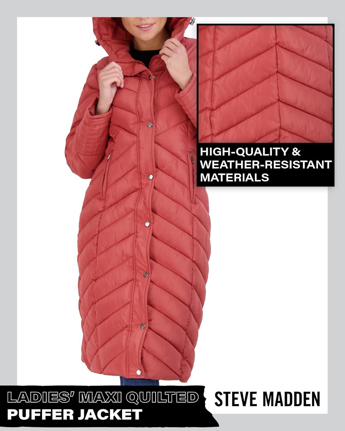 imageMadden Girl Womens Maxi Puffer Jacket  Long Quilted Puffer Coat Sizes S3XTerracotta