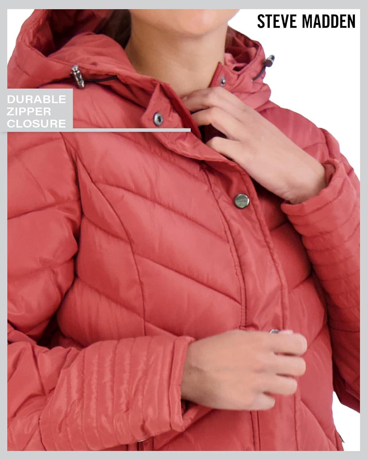 imageMadden Girl Womens Maxi Puffer Jacket  Long Quilted Puffer Coat Sizes S3XTerracotta