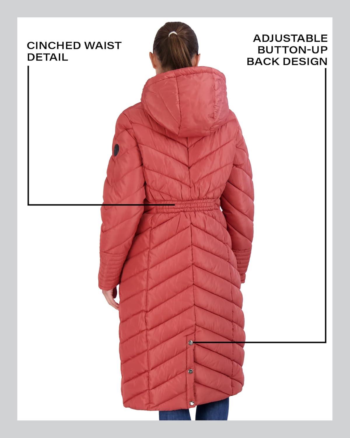 imageMadden Girl Womens Maxi Puffer Jacket  Long Quilted Puffer Coat Sizes S3XTerracotta