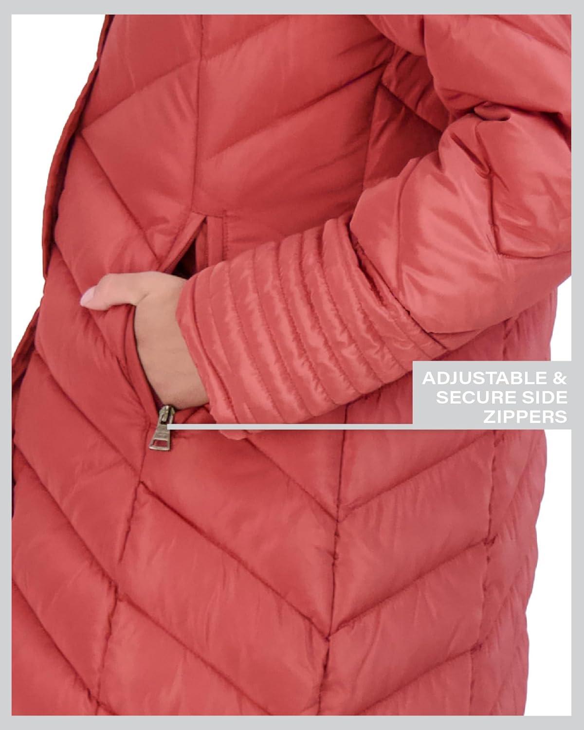 imageMadden Girl Womens Maxi Puffer Jacket  Long Quilted Puffer Coat Sizes S3XTerracotta