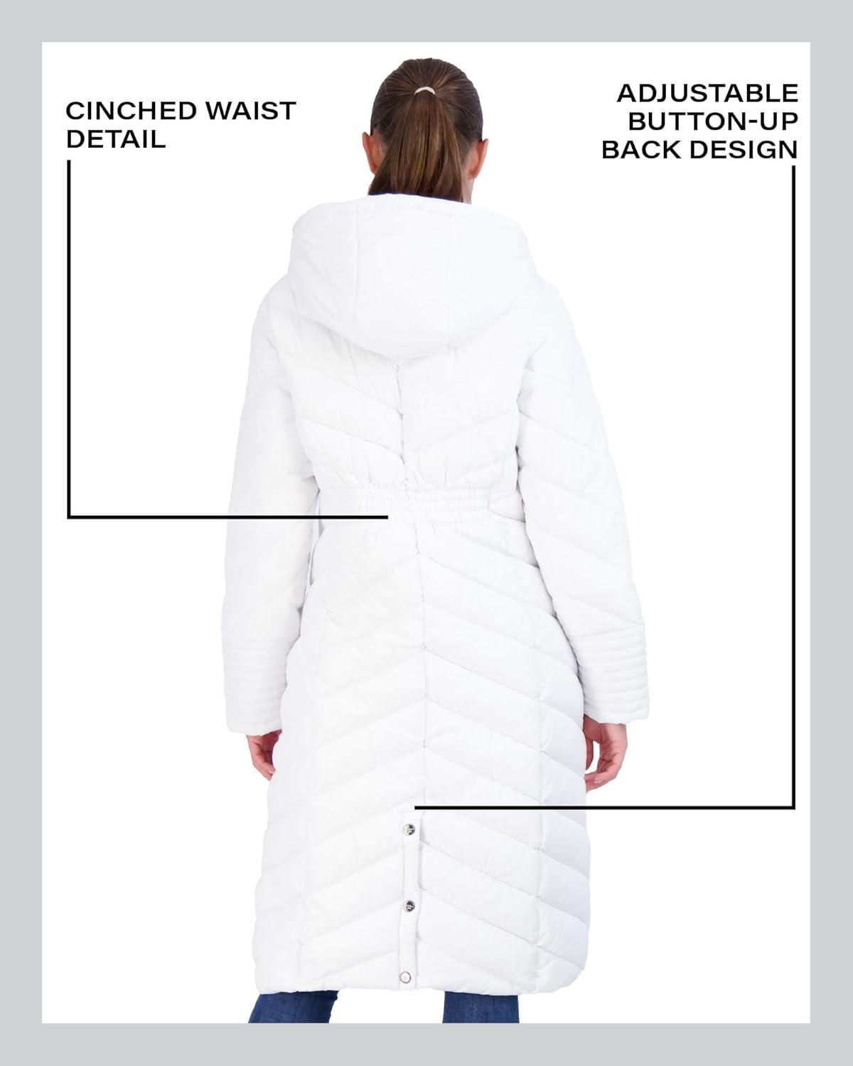 imageMadden Girl Womens Maxi Puffer Jacket  Long Quilted Puffer Coat Sizes S3XWhite