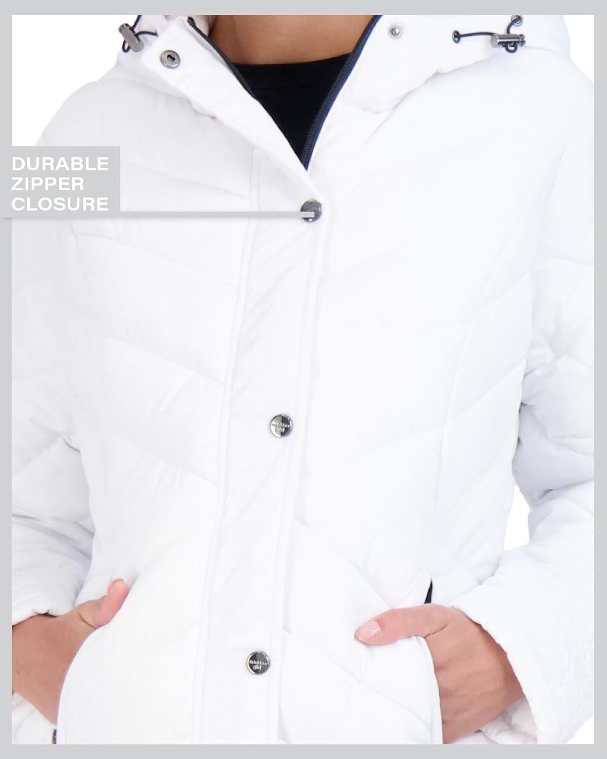 imageMadden Girl Womens Maxi Puffer Jacket  Long Quilted Puffer Coat Sizes S3XWhite