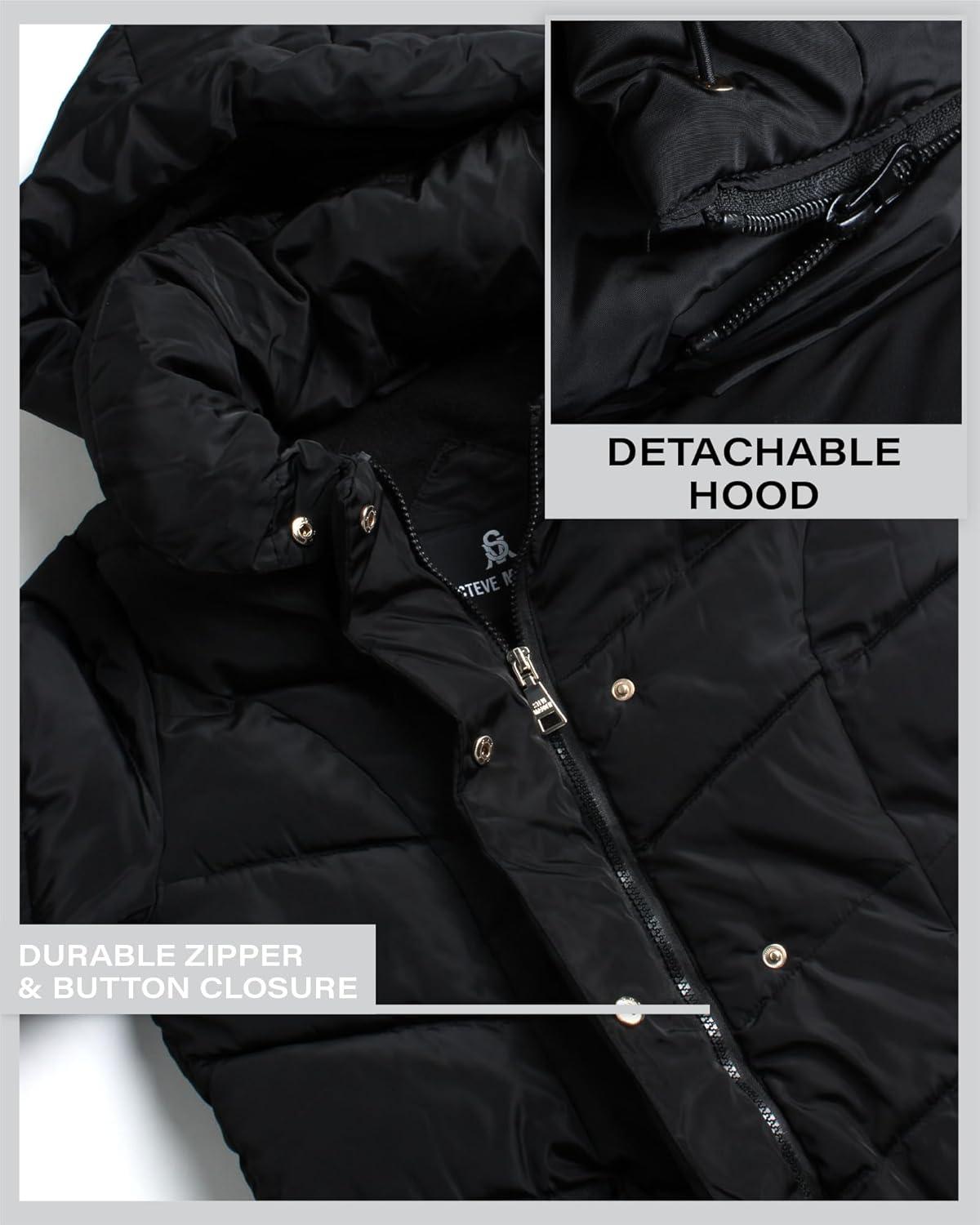 imageSteve Madden Womens Insulated Quilted Puffer Parka Winter Coat with Hood SXLBlack
