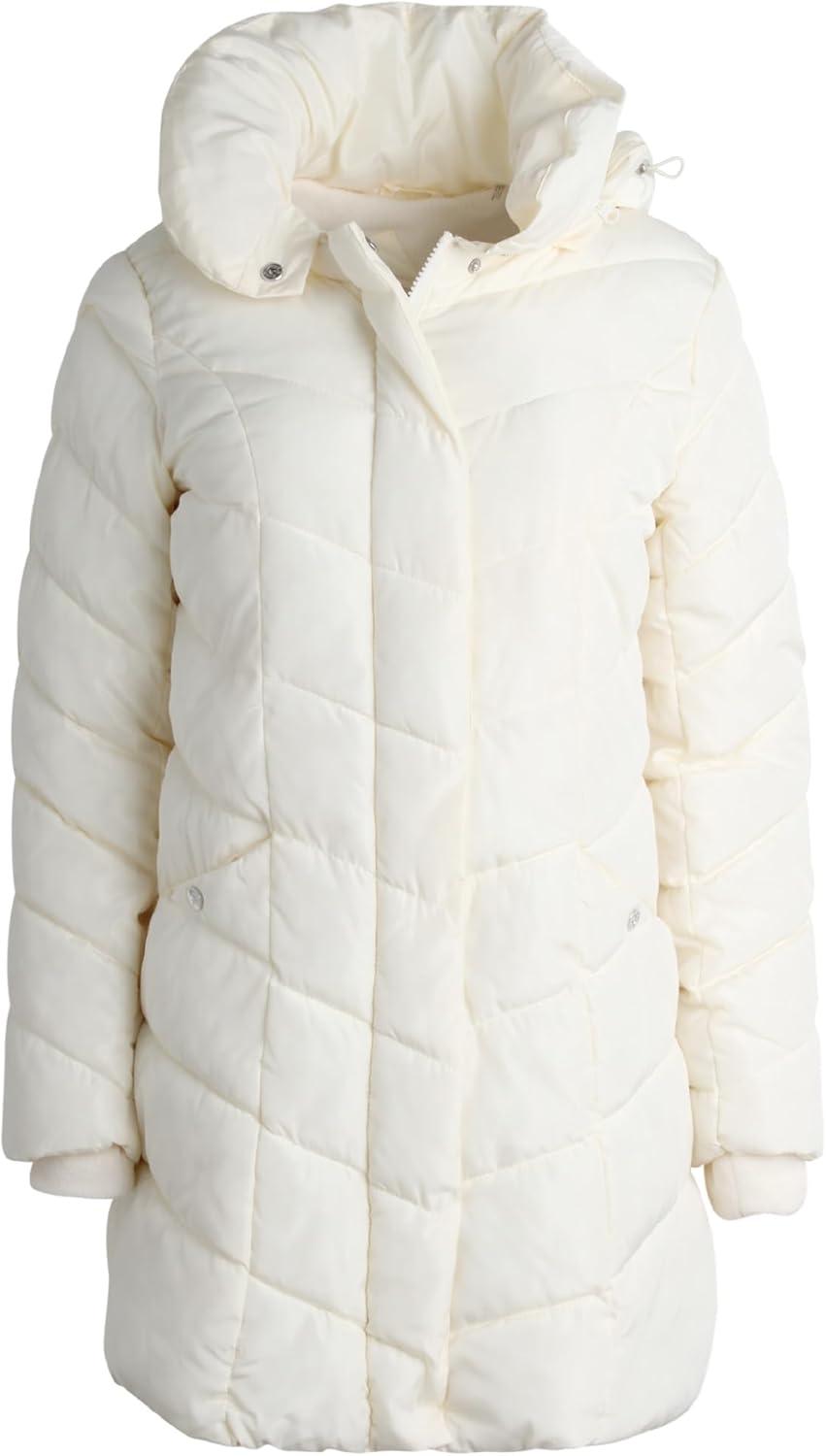 imageSteve Madden Womens Insulated Quilted Puffer Parka Winter Coat with Hood SXLIvory