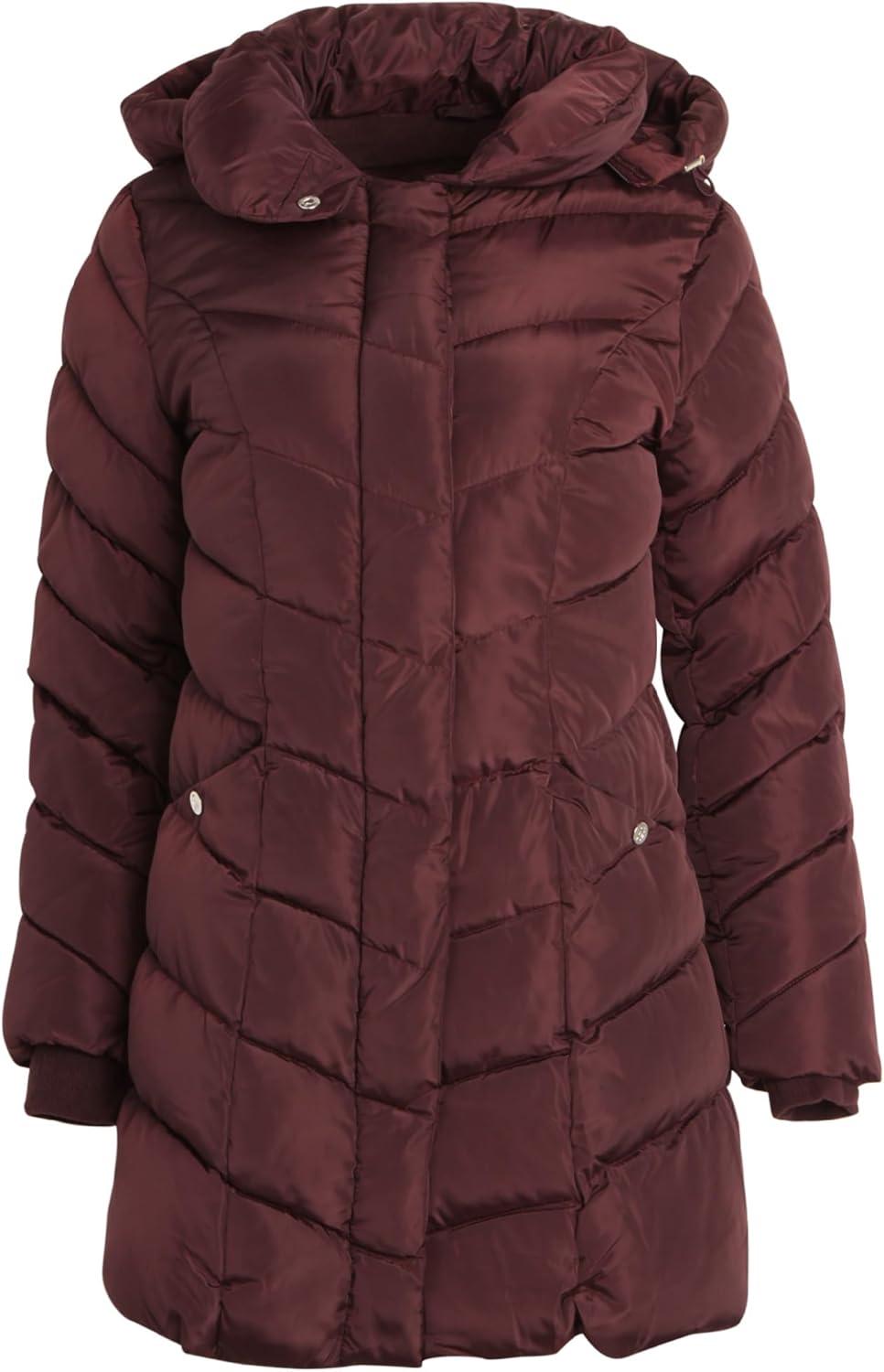 imageSteve Madden Womens Insulated Quilted Puffer Parka Winter Coat with Hood SXLMerlot