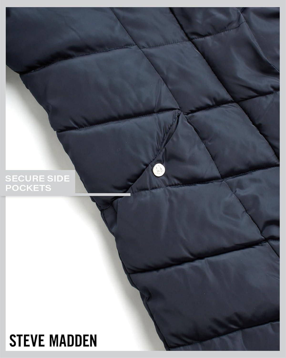 imageSteve Madden Womens Insulated Quilted Puffer Parka Winter Coat with Hood SXLNavy