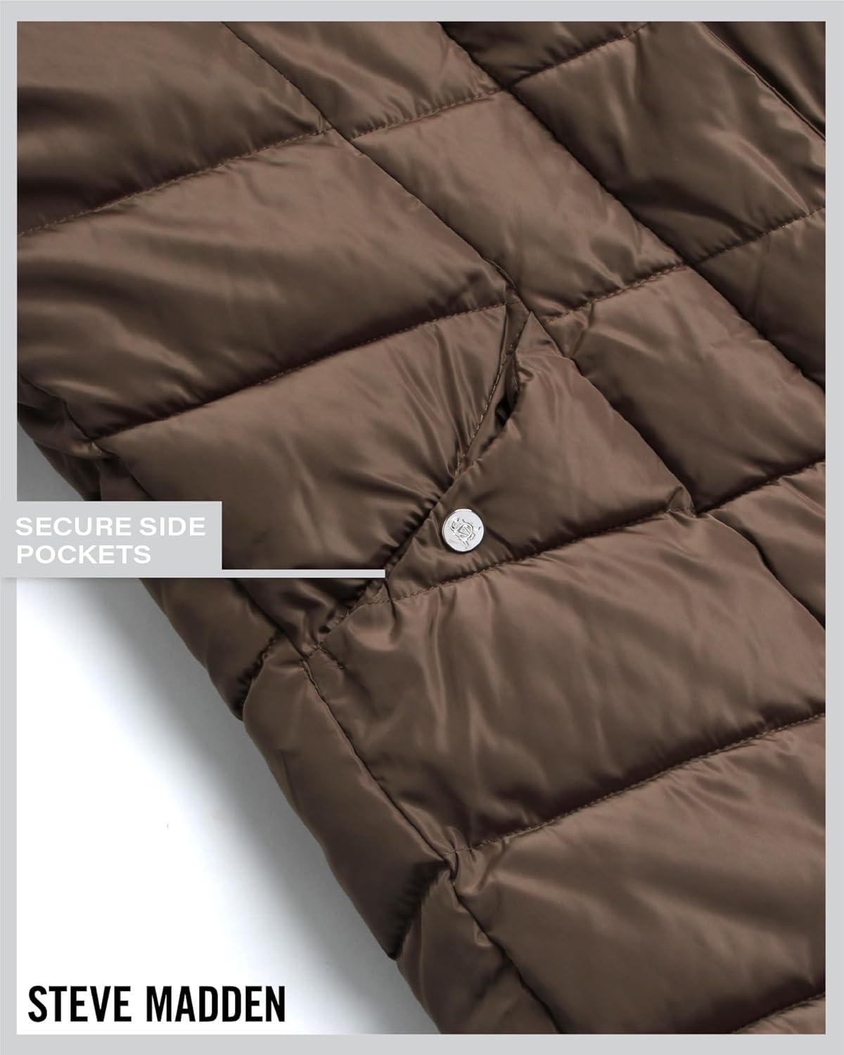 imageSteve Madden Womens Insulated Quilted Puffer Parka Winter Coat with Hood SXLOlive
