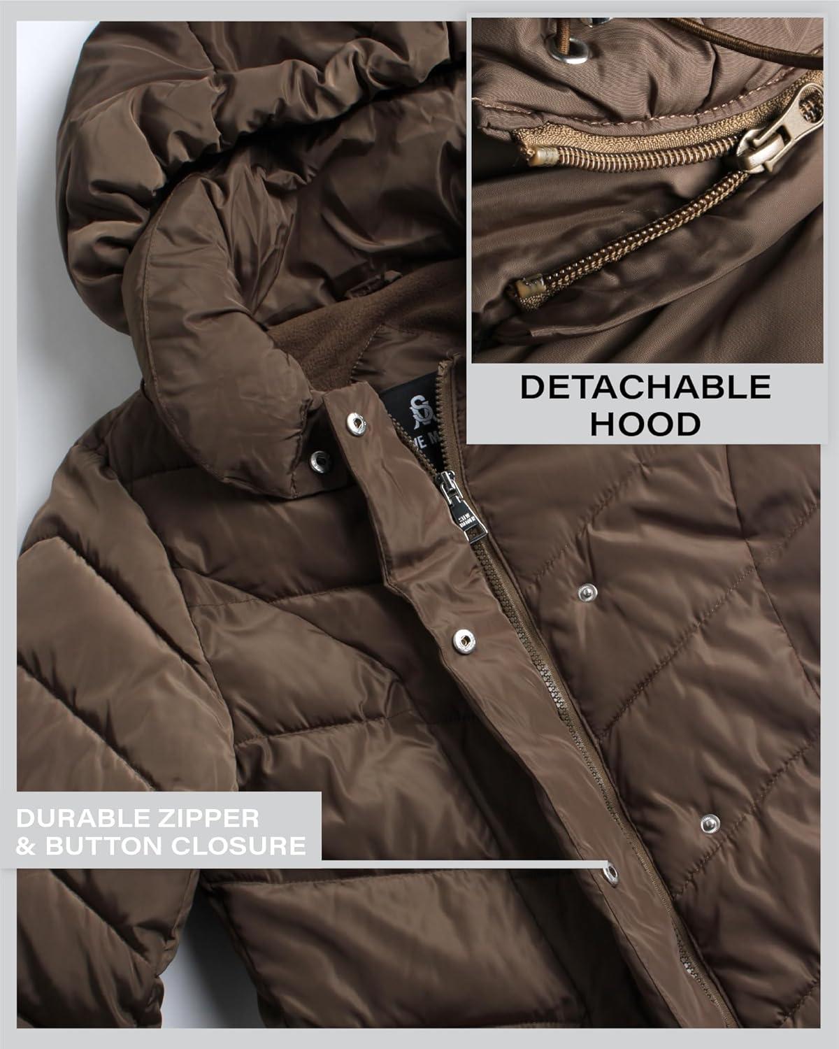 imageSteve Madden Womens Insulated Quilted Puffer Parka Winter Coat with Hood SXLOlive
