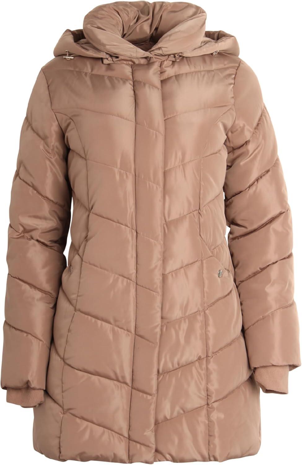 imageSteve Madden Womens Insulated Quilted Puffer Parka Winter Coat with Hood SXLTan