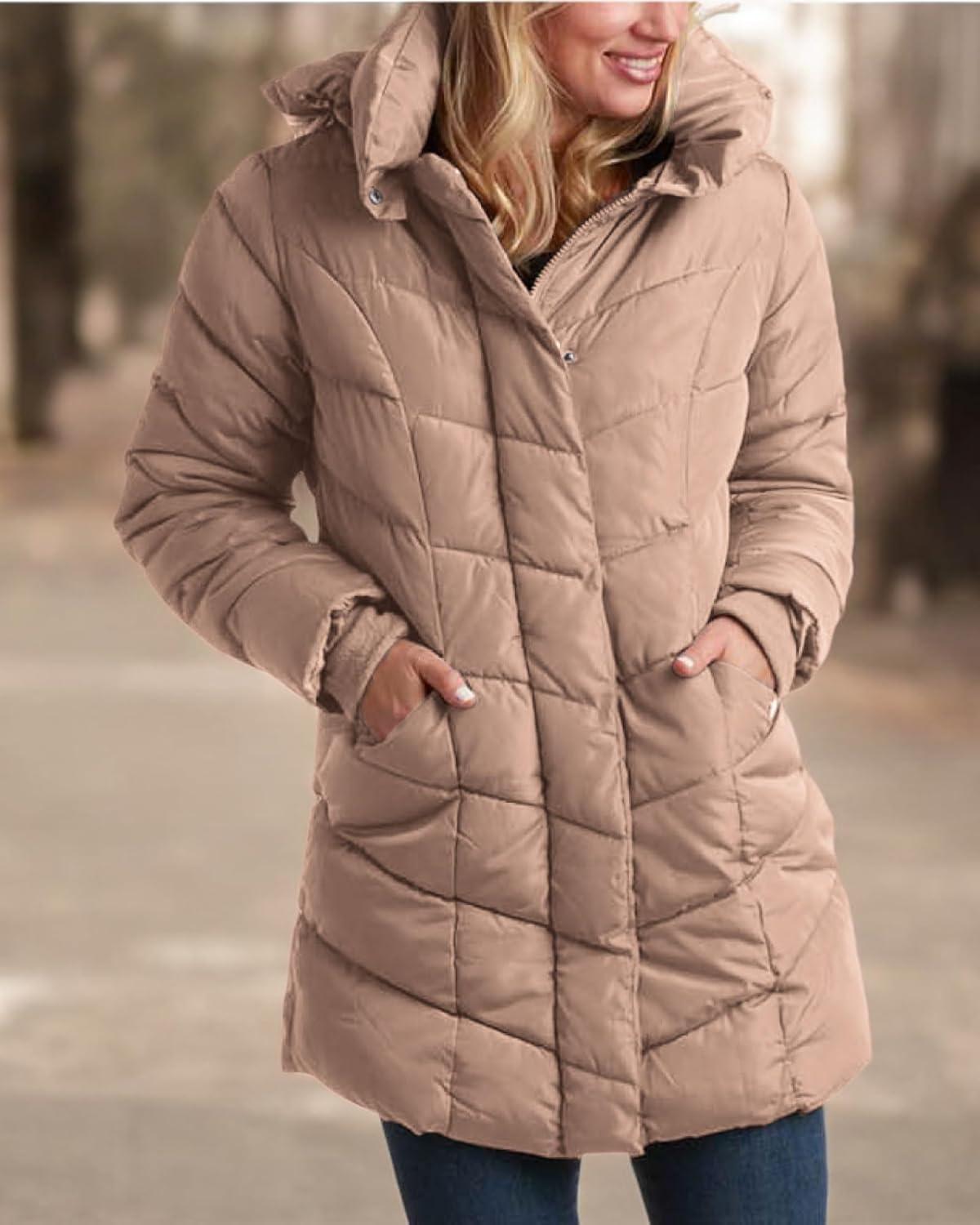 imageSteve Madden Womens Insulated Quilted Puffer Parka Winter Coat with Hood SXLTan