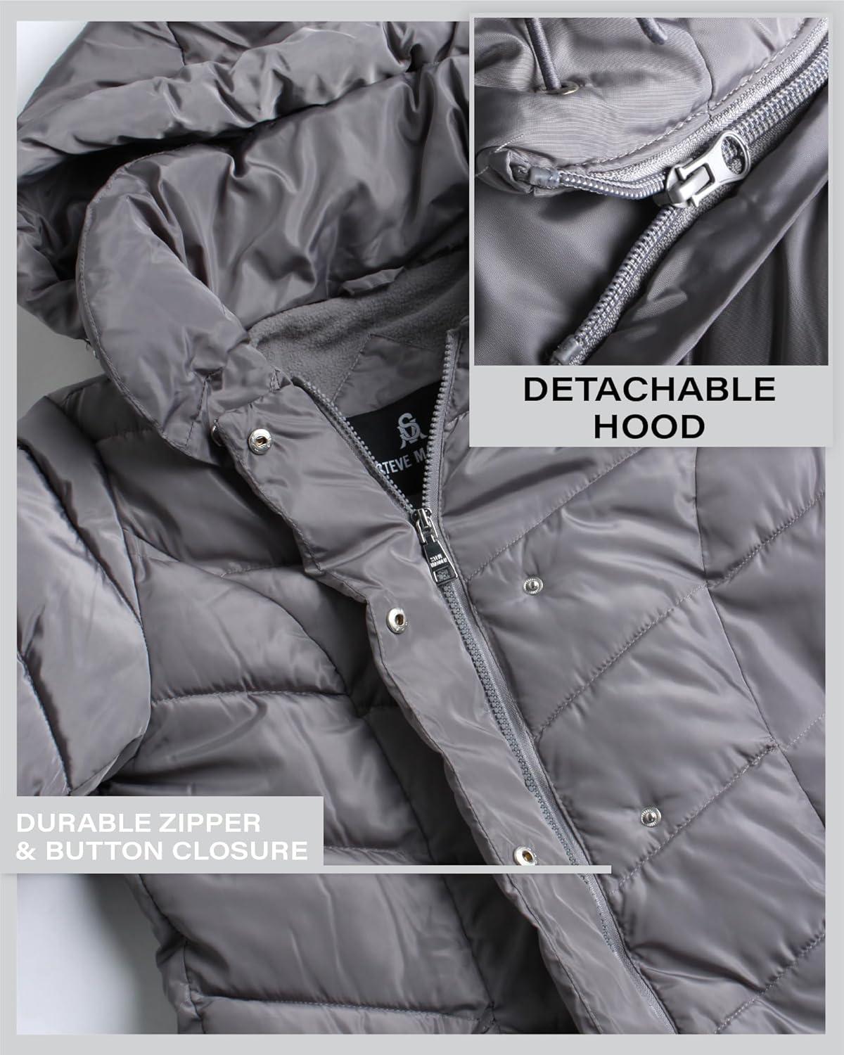 imageSteve Madden Womens Insulated Quilted Puffer Parka Winter Coat with Hood SXLTitanium