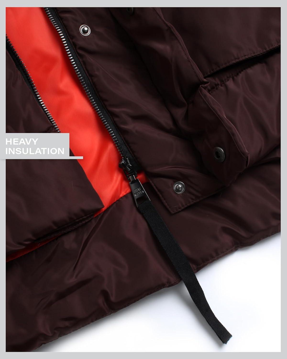 imageSteve Madden Womens Long Parka  Insulated Quilted Puffer Winter Coat for Women with Faux Sherpa Hood Sizes SXLBrown