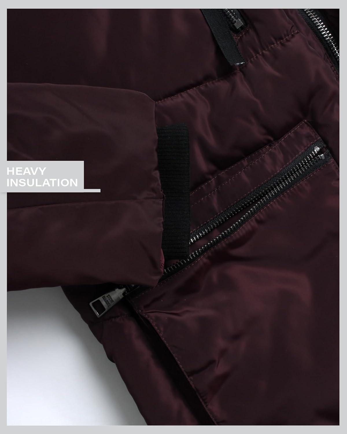 imageSteve Madden Womens Long Parka  Insulated Quilted Puffer Winter Coat for Women with Faux Sherpa Hood Sizes SXLMerlot Two