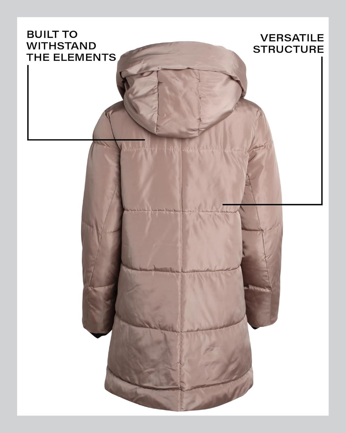 imageSteve Madden Womens Long Parka  Insulated Quilted Puffer Winter Coat for Women with Faux Sherpa Hood Sizes SXLSand Two
