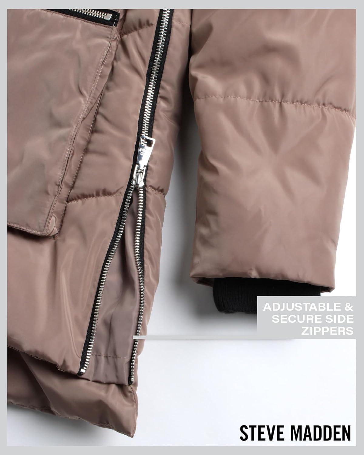 imageSteve Madden Womens Long Parka  Insulated Quilted Puffer Winter Coat for Women with Faux Sherpa Hood Sizes SXLSand Two